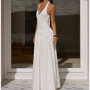 Elegant White Halter Maxi Dress